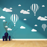 Hot Air Balloons & Clouds - White AW1199