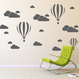 Hot Air Balloons & Clouds - White AW1199