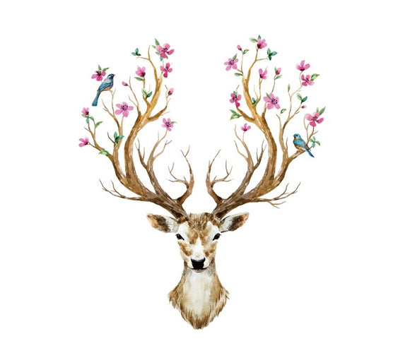 Stag Head with Flower Antlers