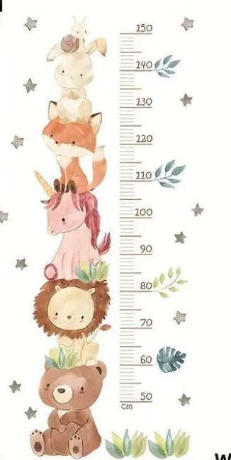 Cute Animal Water Colour Effect Height Chart