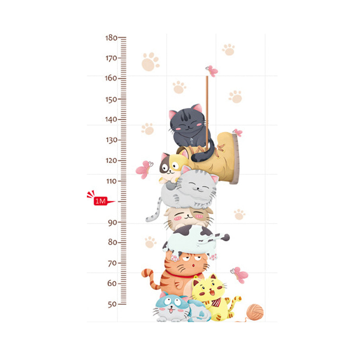 Cute Cat Height Chart Growth Chart Wall Stickers AW0035