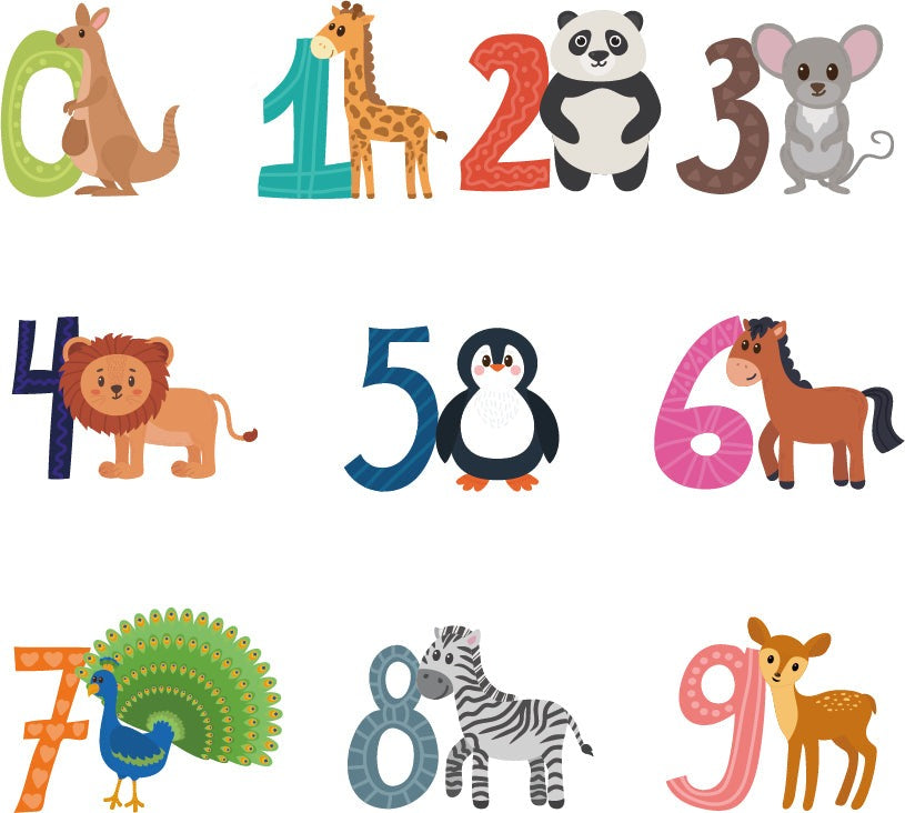 Numbers & Animals Wall Stickers Nursery - AW36010