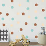 Blue & Neutral Tone Dots - Removable Wall Stickers - AW36034