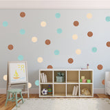 Blue & Neutral Tone Wall Sticker Dots - Removable Wall Stickers