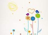 Flower, Swirly Sun & Birds - AW0990