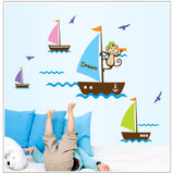Boats & Monkey Wall Stickers - AW7043