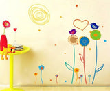 Flower, Swirly Sun & Birds - AW0990