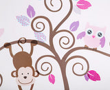 Pink leaf tree, Lion, Giraffe, Elephant, Tortoise, Monkey - Extra Large