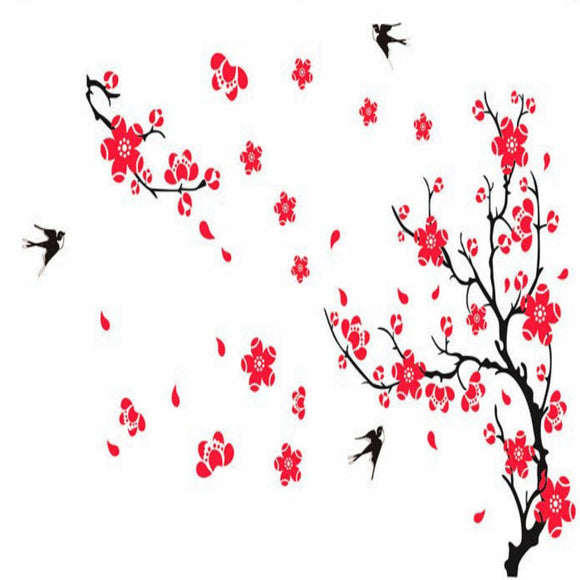 Red cherry blossom & three birds AW0818