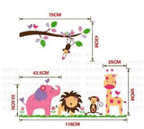 Pink Elephant, Lion, Giraffe & Monkeys AW0869