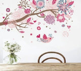 Pink & Grey Birds & Flower Branch AW0909