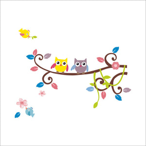 Kids room wall decals - Two Owls on a Branch AW1016