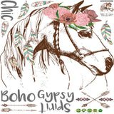 Boho Chic Gypsy Spirit Horse Wall Decal - AW7092