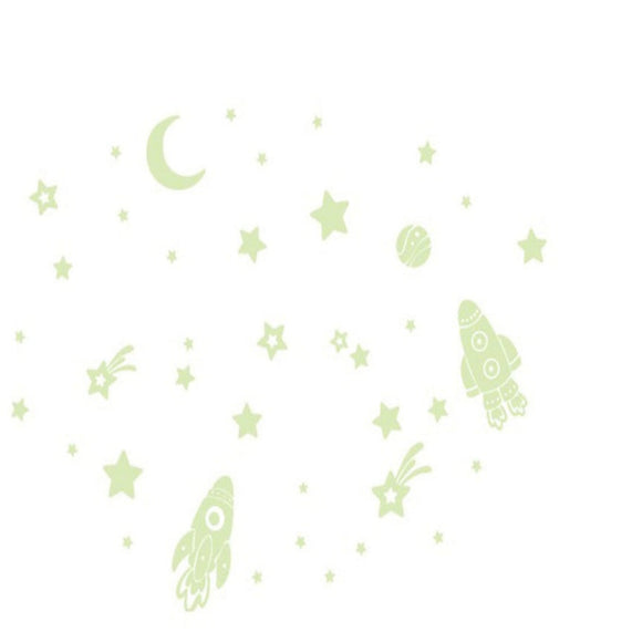 Glow in Dark Spaceships & Stars Wall Stickers AW0013