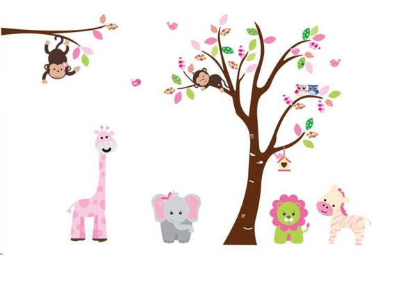 Jungle Animals & Monkey in tree - Extra Large - Kid's / Nursery wall decal