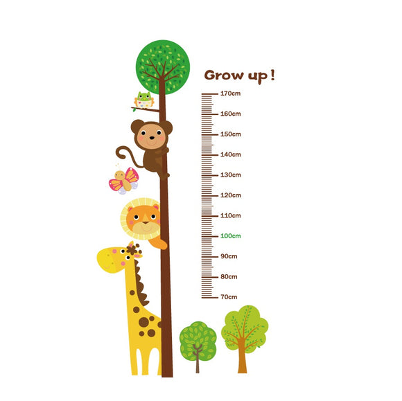 Height Chart - Trees, Bear, Lion & Giraffe - Removable Wall Sticker AW39029