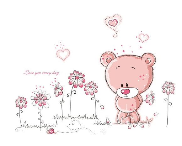 Pink Bear & Flower