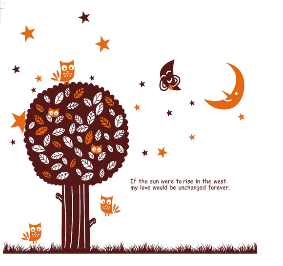 Owl, Tree, Moon & Stars