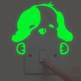 Glow in the dark puppy dog light switch sticker