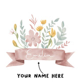 Personalised Name/Floral Garland Wall Sticker AW1018