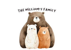 Personalised Family Bear Wall Decal AW1029