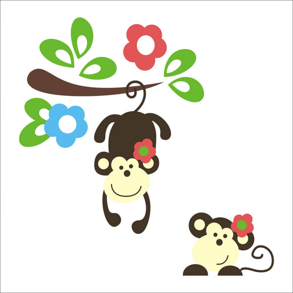 Cute Wall Decal - Two Monkeys