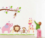 Pink Elephant, Lion, Giraffe & Monkeys