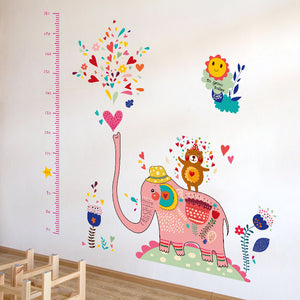 Pink Elephant, hearts & flowers Height Chart