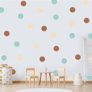 Blue & Neutral Tone Wall Sticker Dots - Removable Wall Stickers