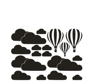 Hot Air Balloons & Clouds - White AW1199