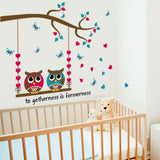 Pink & Blue Owls on Swing AW31001