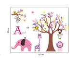 Pink Elephant, Purple Girraffe, Lion & Tree