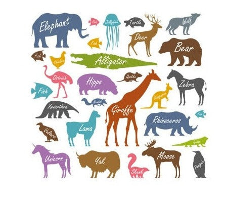 Animal names Wal Decals - AW7072