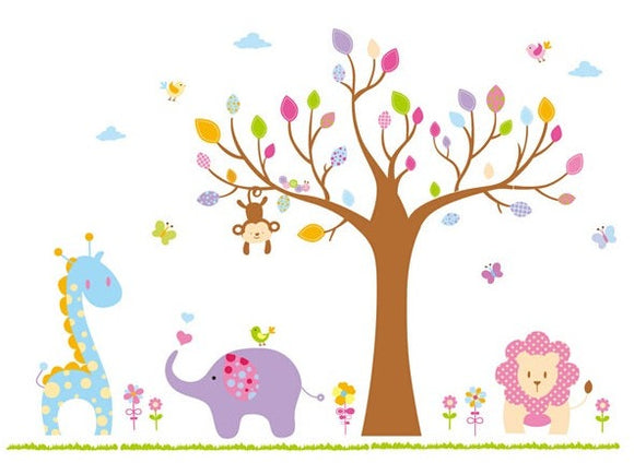 Purple Elephant, Blue Giraffe, Pink Lion AW7293