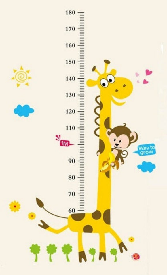 Height Chart - Giraffe & Monkey - Kids room / Nursery Wall decal