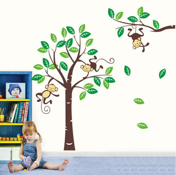 Monkeys in Tree - Extra Large Nursery Wall Sticker / Wall Decal