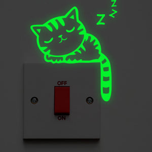 Glow in the dark sleeping cat light switch sticker