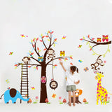 Monkeys, Tree, Elephant & Giraffe Wall Stickers