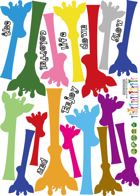Colourful Giraffe Wall Stickers AW7100